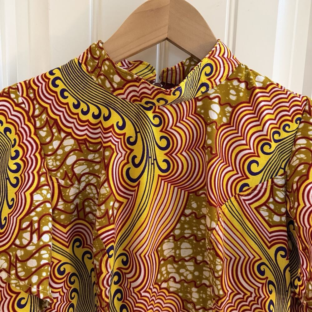 Handmade 100% Cotton Wax Block Print Peplum Top Women’s Size Small - Picture 2 of 16